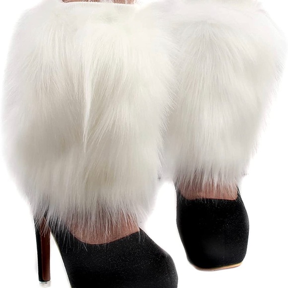 Faux Fur Boots Shoes Cuffs Leg Warmers Fuzzy Boot Covers - Picture 3 of 7